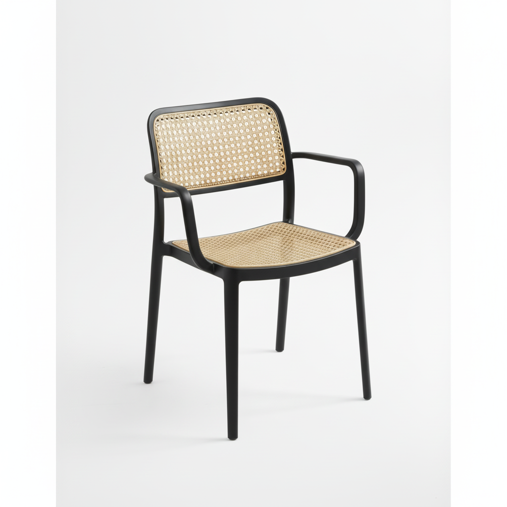 Rattan com Braços Black x Bege
